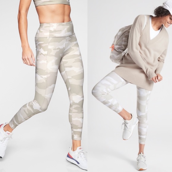 Athleta | Pants u0026 Jumpsuits | Athleta Beige White Camo Contender 78 Leggings  S | Poshmark